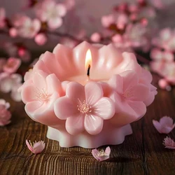 3D Sakura Candle Silicone Mold DIY Handmade Aromatherapy Epoxy Resin Gypsum Soap Making Mould Cherry Blossom Candle Mold