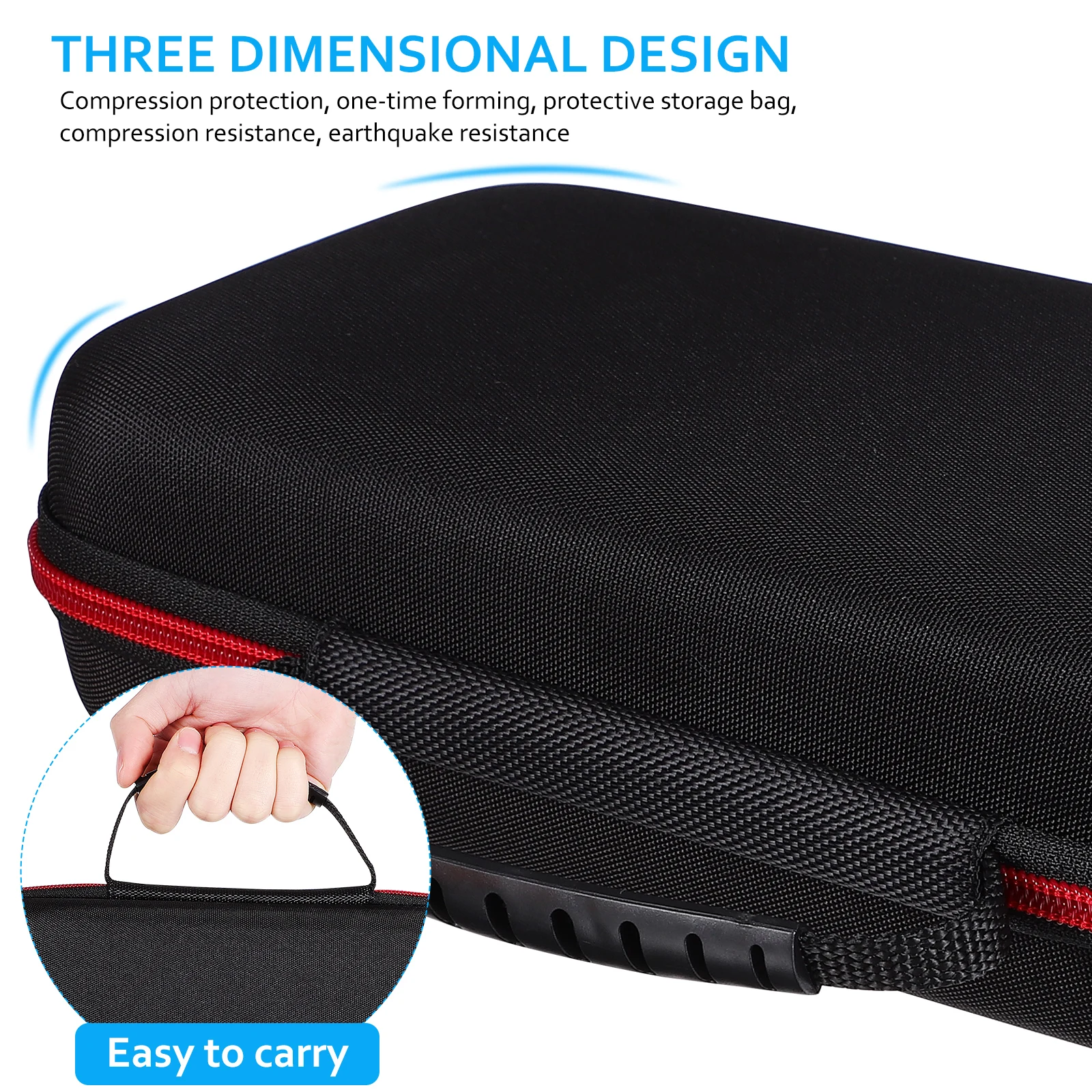 

Microphone Bag Set Black Handheld Case Orange Anti Slip Ring Shockproof Storage Pouch for Wireless Mics 2 Sponge Caps 2
