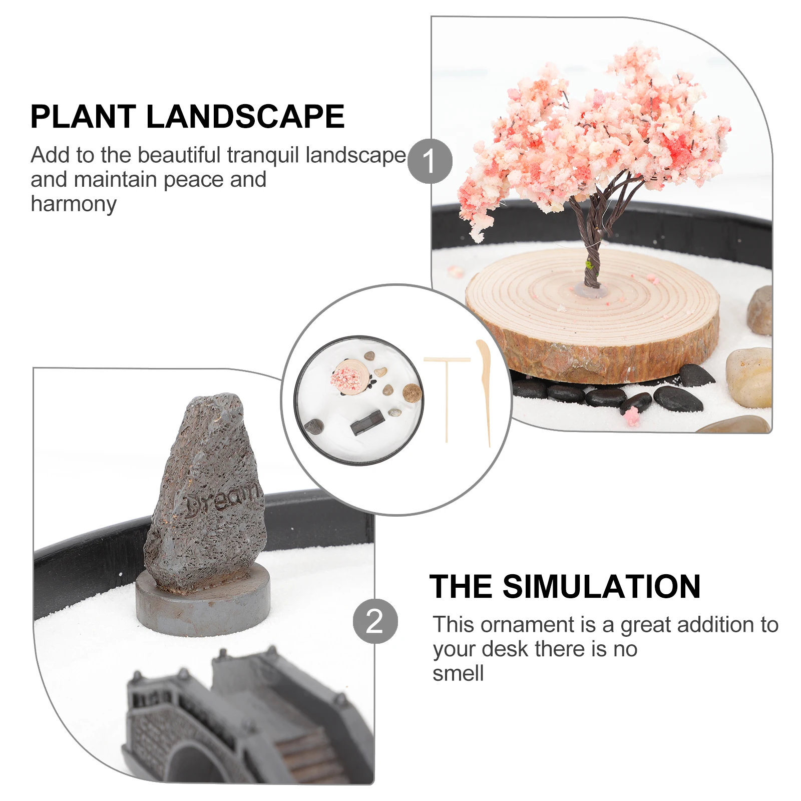 

Zen Sand Box Tabletop Decor Wood Desk Accessories Mini Indoor Garden Tools Home Office Relaxation Sand Artware Household