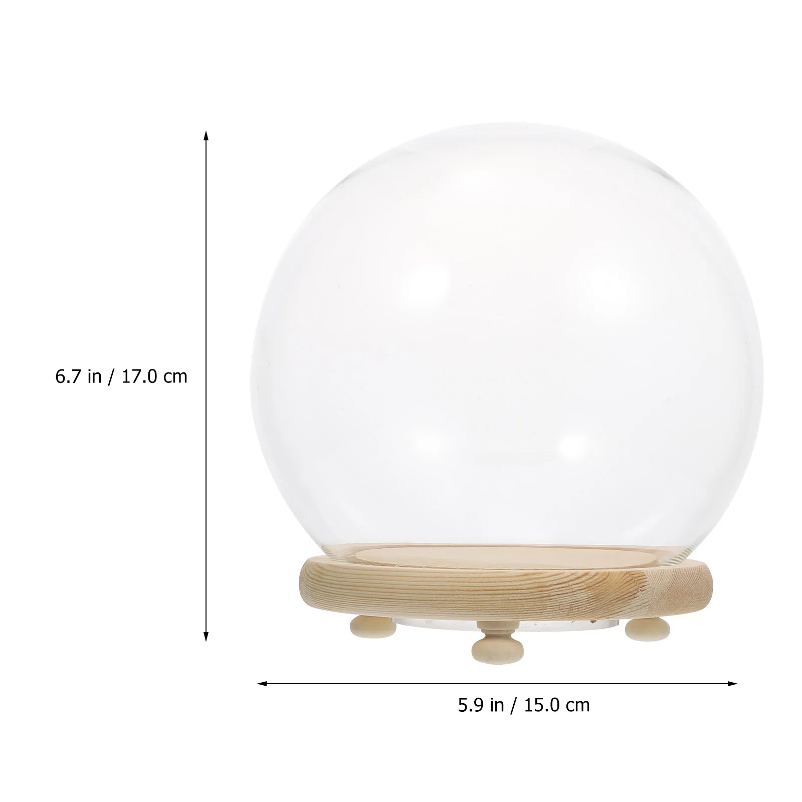 Glowing Glass Cover For Preserved Flowers Micro Landscape Wooden Base Luminous Dome Ornament Home Room Car Adornment