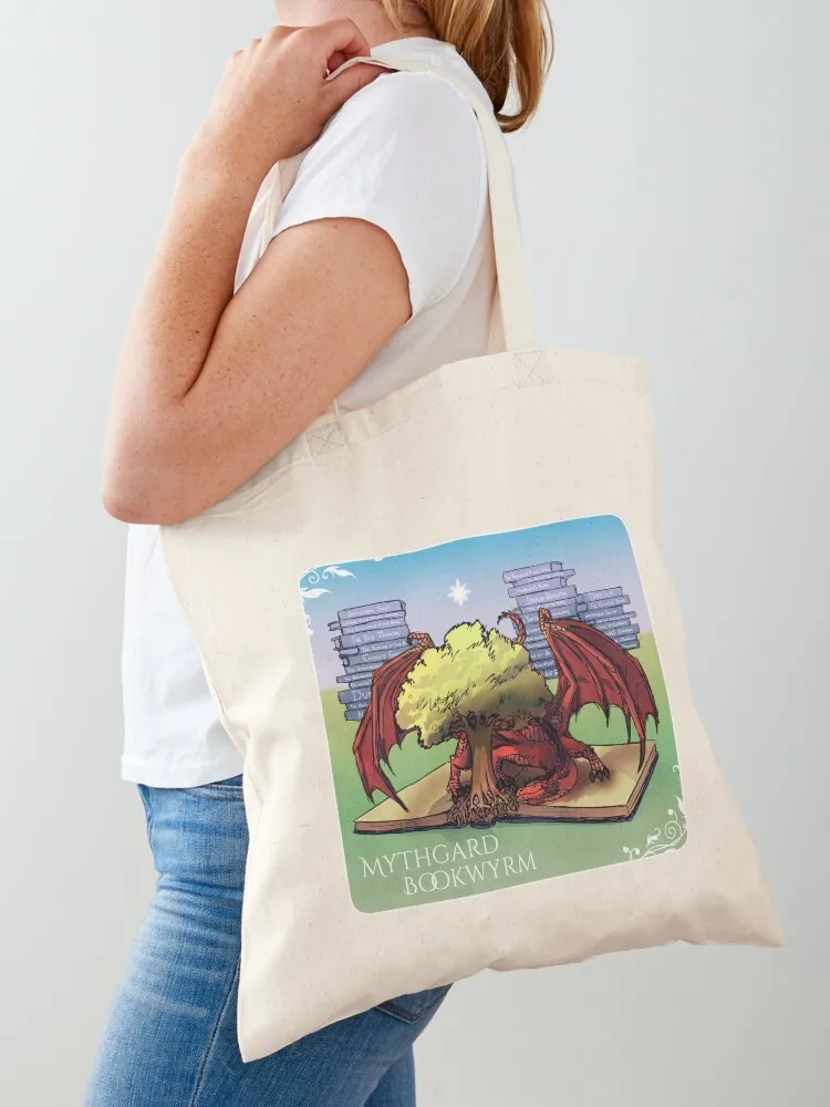 Mythgard Bookwyrm Tote Bag large size bags Portable shopping bag tote bags cloth bags shopping cart