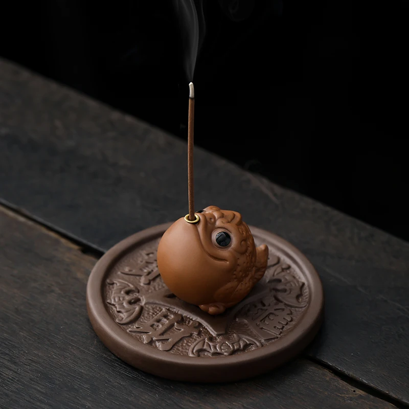 

Purple sand lucky golden toad line incense stove household indoor incense insert zen tea table tabletop ornament