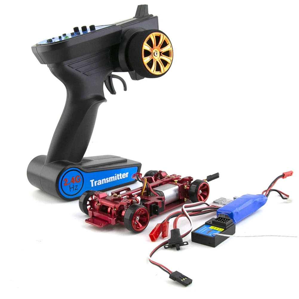 

2.4G Metal 1/28 4X4 RC Car Frame Mosquito Drift Racing Car with Battery Receiver Motor Servo ESC Electronic Equipment,1