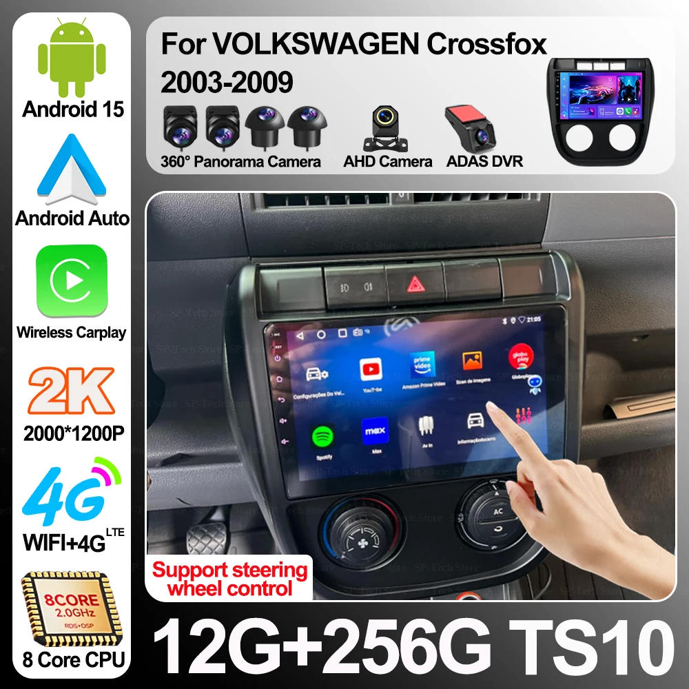 Android 16 Para Volkswagen Crossfox 2003-2009 Rádio Automotivo Multimídia Reprodutor de Vídeo 5g Gps Mirror Link Auto Carplay 2din Wifi