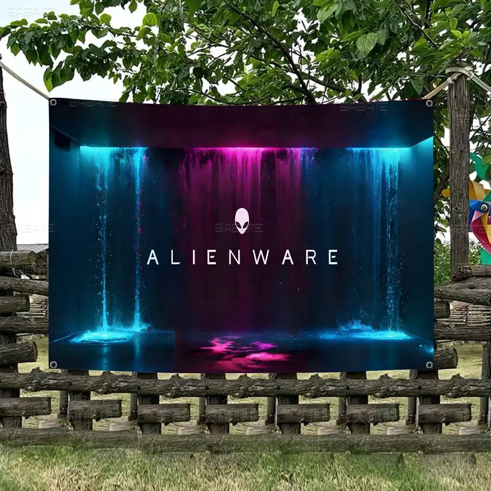 Dell Alienware الرسوم المتحركة ألعاب الكمبيوتر DIY العلم لمجموعة الأسرة صور غرفة المعيشة ديكور المنزل النوم جدار ديكور فني راية #1