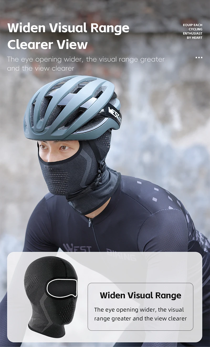 WEST BIKING Nahtlose Strick-Sturmhaube für Frühling und Herbst, atmungsaktive, winddichte Gesichtsmaske, UV-Schutz, Nackenwärmer für Radfahren und Motorradfahren – Detail 7