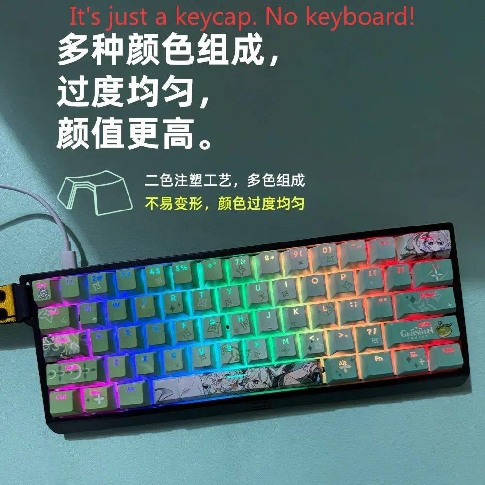 Two Dimensional Nasida Engraved Side Transparent Cherry Key Cap PBT 135 Key for 60/64/84/98/108 Mechanical Keyboard