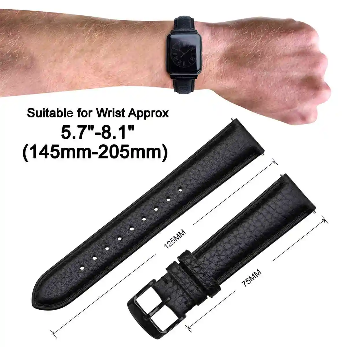 ANNEFIT Watch Bands Textured Padded Leather WatchStraps 18mm 20mm 22mm Quick Release Watchband Replacementfor Men and Women