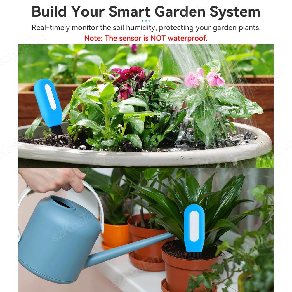 Tuya-Medidor de umidade do solo sem fio Smart Plant Soil Tester Monitor de umidade de temperatura Ferramenta de medição de plantas em vaso