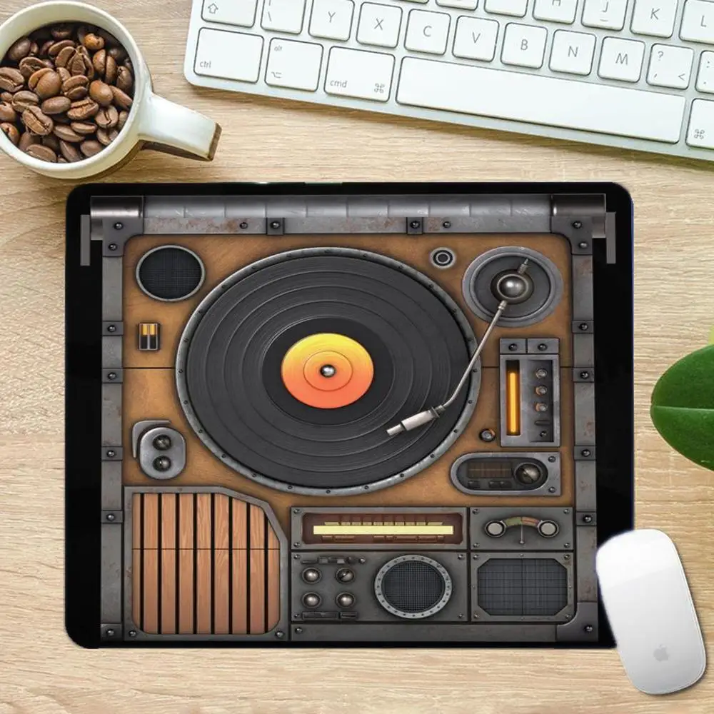Vintage Retro Turntable Record Player mousepad large size keyboard accessories office desktop laptop bedroom learning table mat