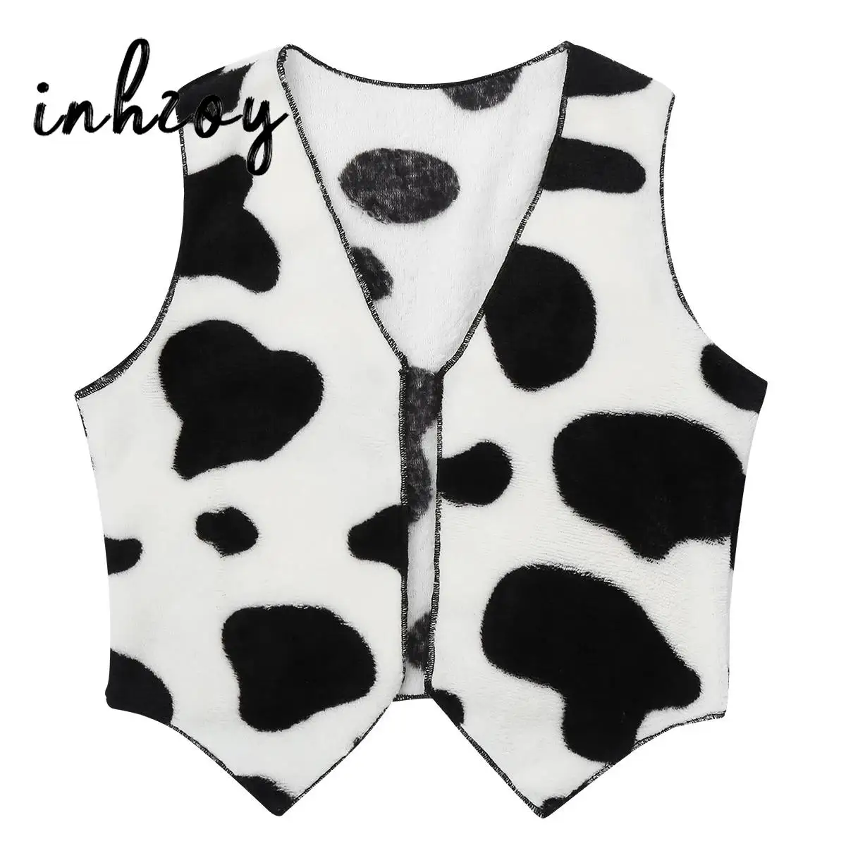 Boys Girls Cowboy Cowgirl Vest Cow Print Flannel Waistcoat Outerwear Top Halloween Carnival Cosplay Party Fancy Dress Costume