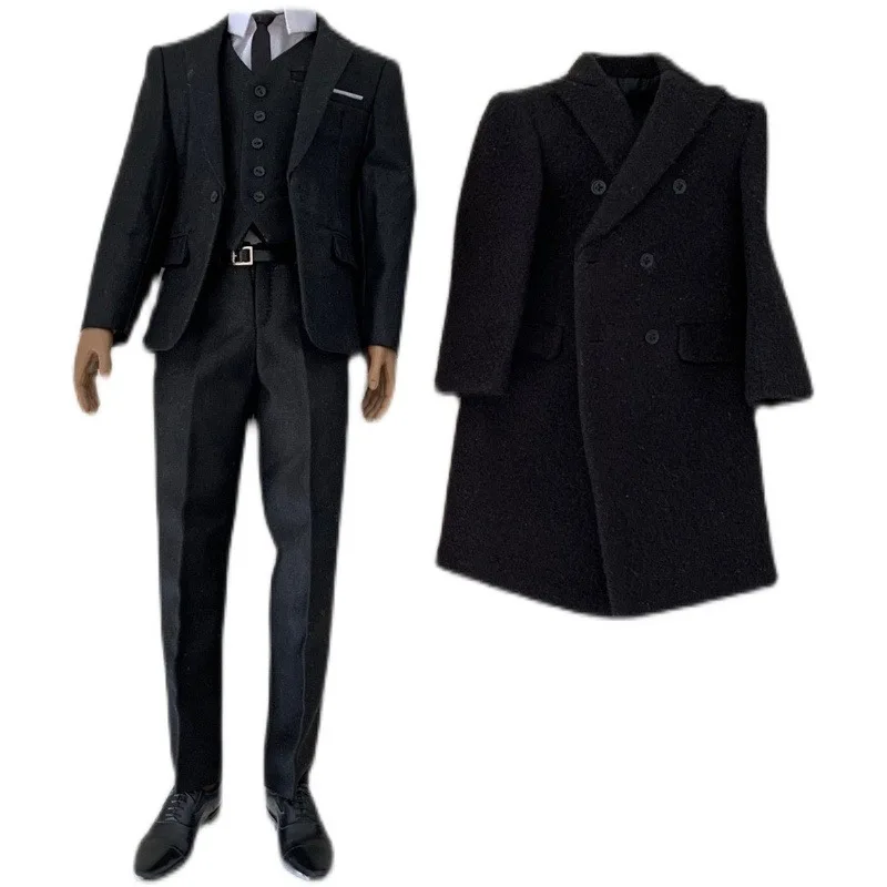 Toy Center 1/6 Scale Male Blace Manteau coat Suit Clothes for 12in Soldier Action Figures Narrow Shoulder Body