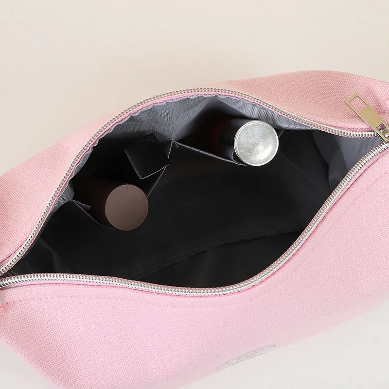 Damen-Kosmetiktasche aus Canvas, tragbare Make-up-Tasche, luxuriöse Blumen-Aufbewahrungstasche, Kosmetik-Organizer, unverzichtbare Reise-Toilettentasche – Detail 11