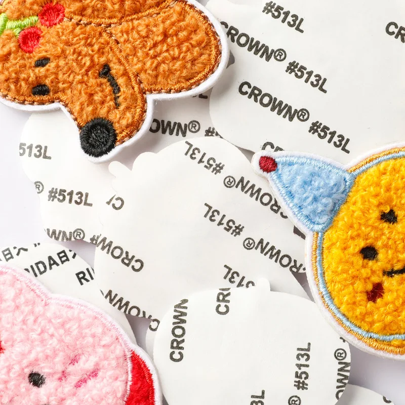 20 Teile/los Chenille Tier Niedliche Eisen Auf Patches Für Kleidung Selbstklebende Gestickte Thermocollant Stoff Aufkleber Kinder Nähen – Detail 8