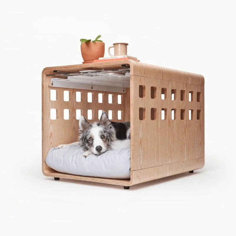 

Modern Transparent Acrylic Collapsible Wooden Frame Furniture Dog Kennel Dog Crate Bed Outdoor