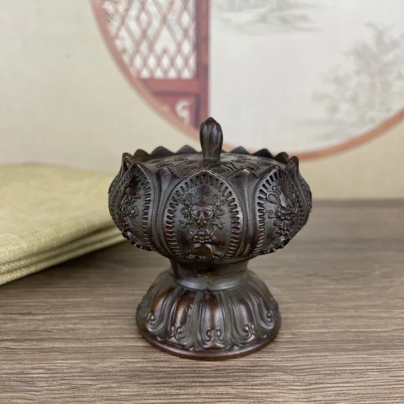 Antique-style lotus eight-treasure incense burner for home use, indoor sandalwood and agarwood aroma diffuser, incense burner fo