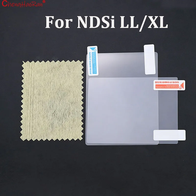 1 Sets Plastic Film Upper Lower Screen Scratch Resistant Film For NDSi/NDSi XLLL  Comes with 2PCS Wiping Cloth POP Bag Pack