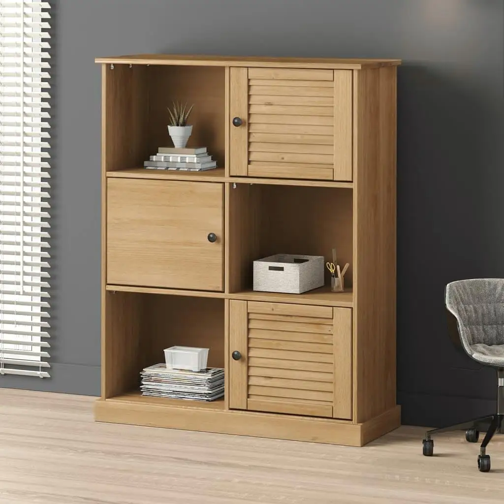 Librería VIGO de madera maciza de pino - Solución de almacenamiento elegante de 35,4x13,8x45,1 pulgadas