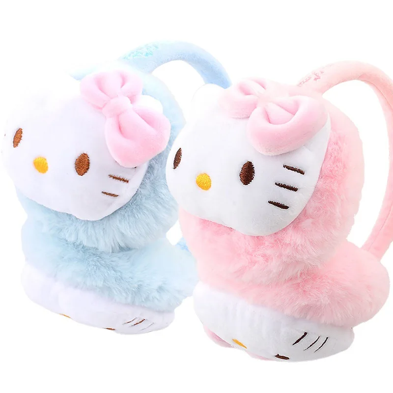 

Плюшевые наушники Hello Kitty Sanrio милые Мультяшные зимние теплые мягкие наушники для улицы защита от холода теплые наушники праздничные подарки