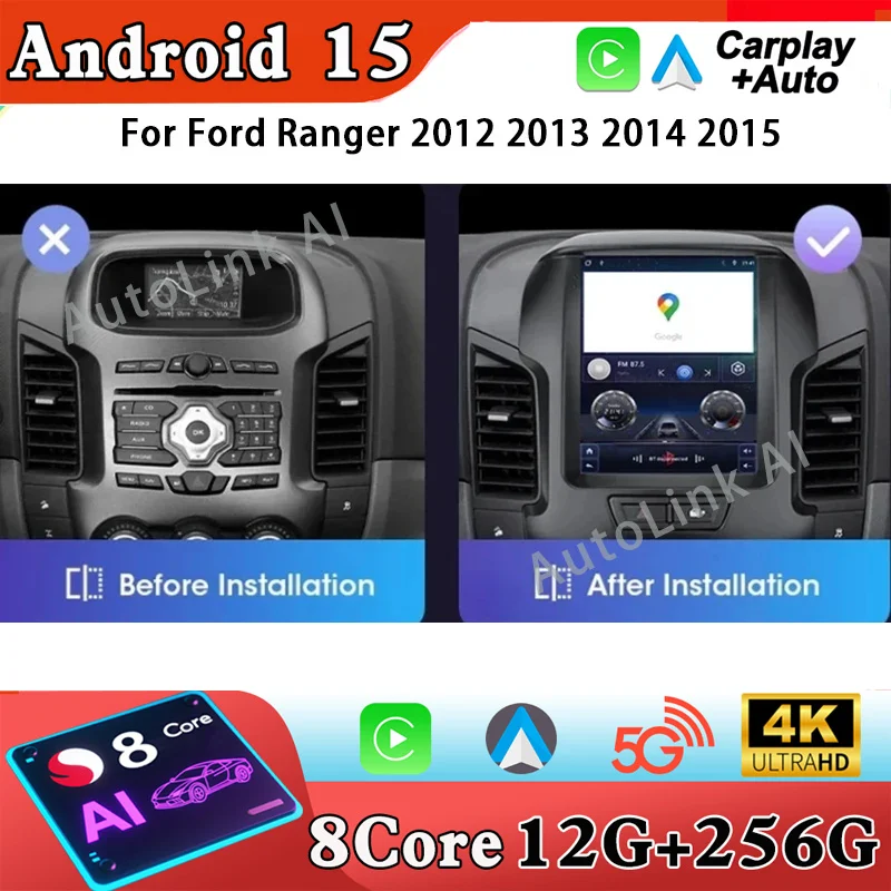 9.7 inch Android Auto Car Radio For Ford Ranger 2012 2013 2014 2015 Multimedia Video Player GPS Stereo Navigation 4G No 2din dvd