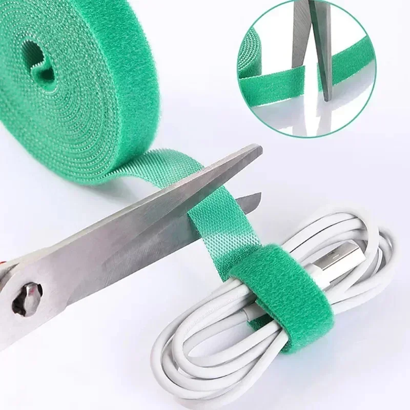 5M/Roll 12mm Width Cable Organizer USB Cable Winder Management Nylon Free Cut Ties Mouse Earphone Cord Cable Ties