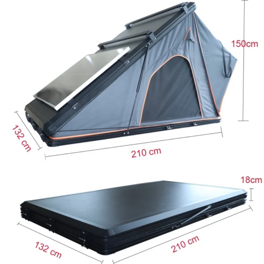 2024 New Arrival 4x4 Offroad Hard Shell Aluminium Triangle Tent 3-4 Person Car Rooftop Tent Trending Product