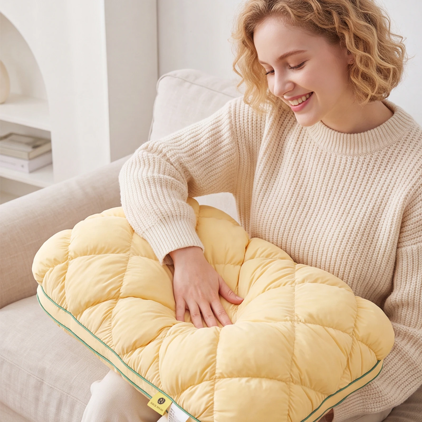 3X Fluffy Marshmallow-Soft Pillow Washable Cervical Support Pillows Non-Sagging Sleep Aid Pillows for Adults Bedroom Dorm Bed