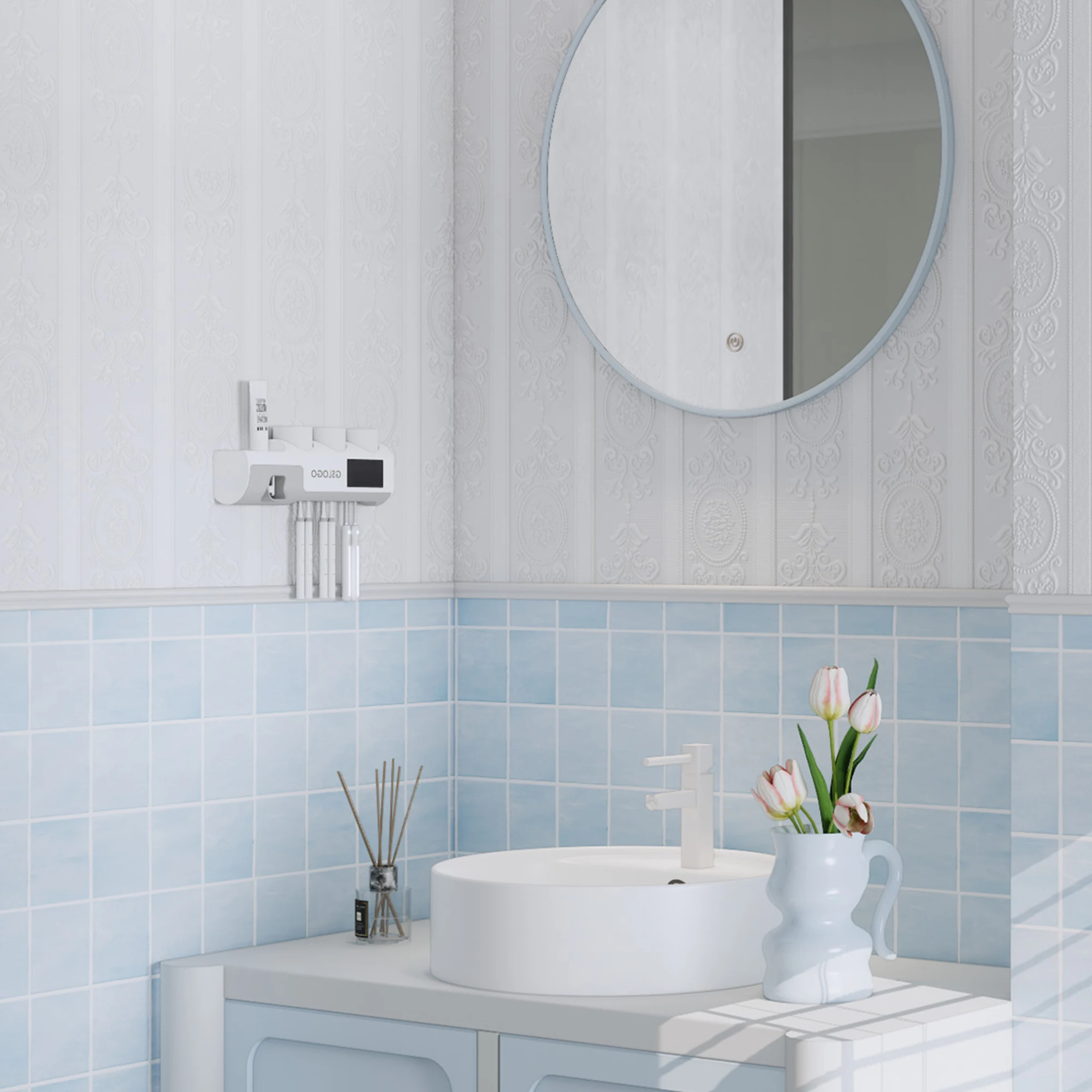 Blue Brick Self-Adhesive Waterproof Wall Stickers Peel and Stick Bathroom Wallpaper for Home Decor Kitchen Bathroom Decor