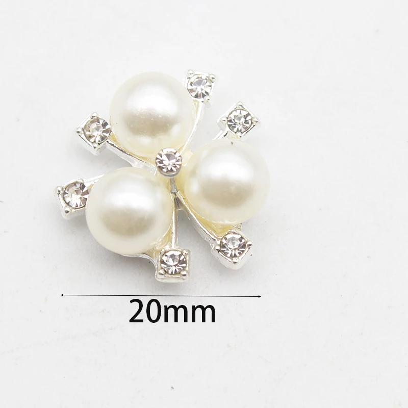 10 Uds. De joyería redonda de diamantes de imitación de aleación, horquilla con lazo hecha a mano, accesorios de Metal con perlas