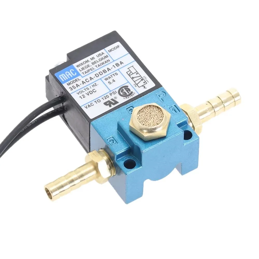 

MAC 3 Port Electronic Boost Control Solenoid Valve DC12V 35A-ACA-DDBA-1BA With 6MM Tube Fittings Brass Silencer