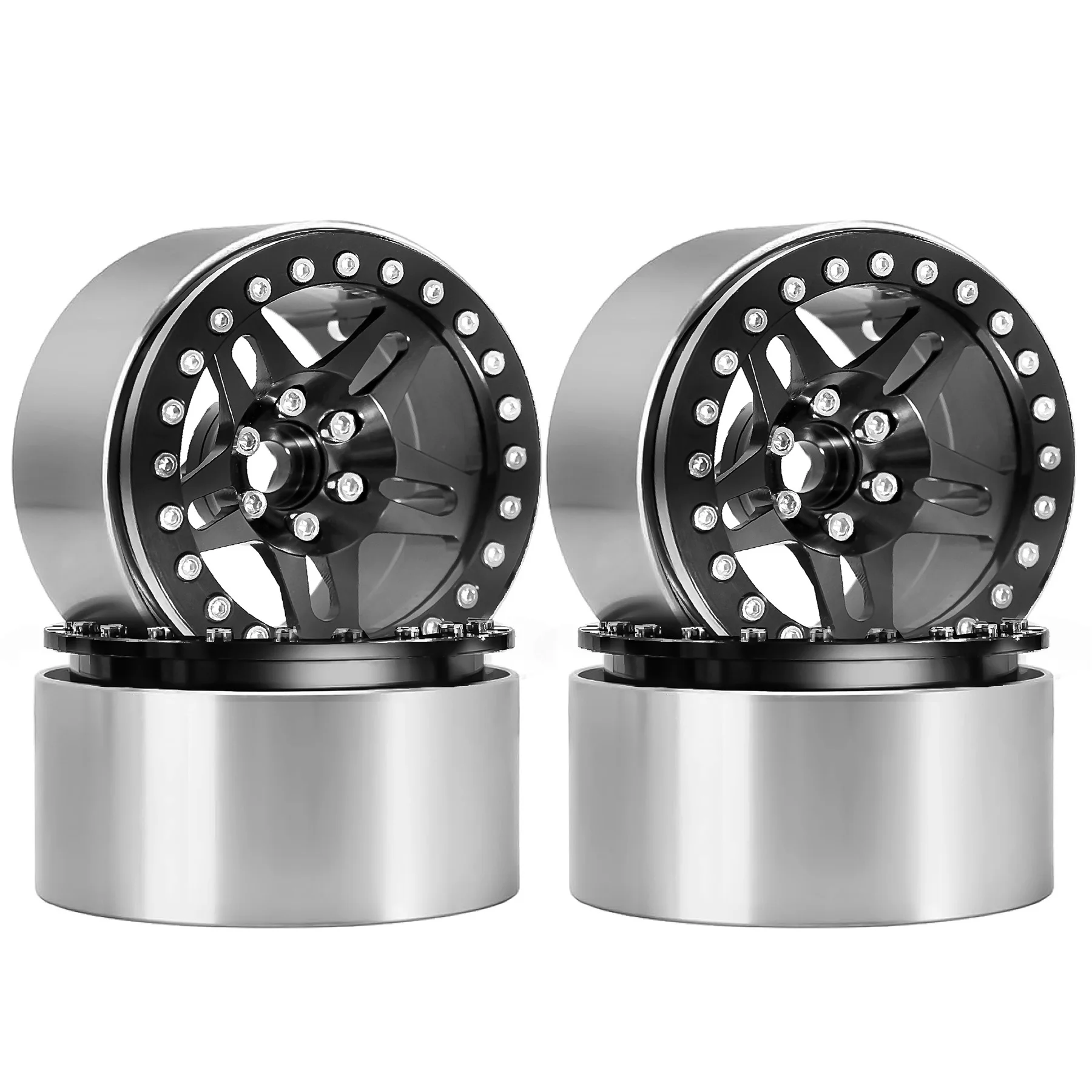 RED SPIDER 4Pcs 2.2 Inch Metal Beadlock Wheel Rims For 1/10 RC Crawler Car Traxxas TRX4 Axial SCX10 II RR10 RC Upgrade Parts