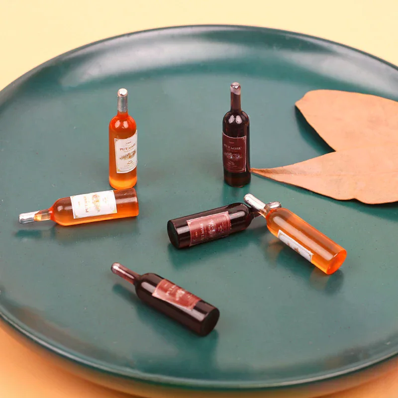 

10 шт. миниатюрных бутылок красного вина для кукольного домика 1/12, игрушечная еда для кукольного домика