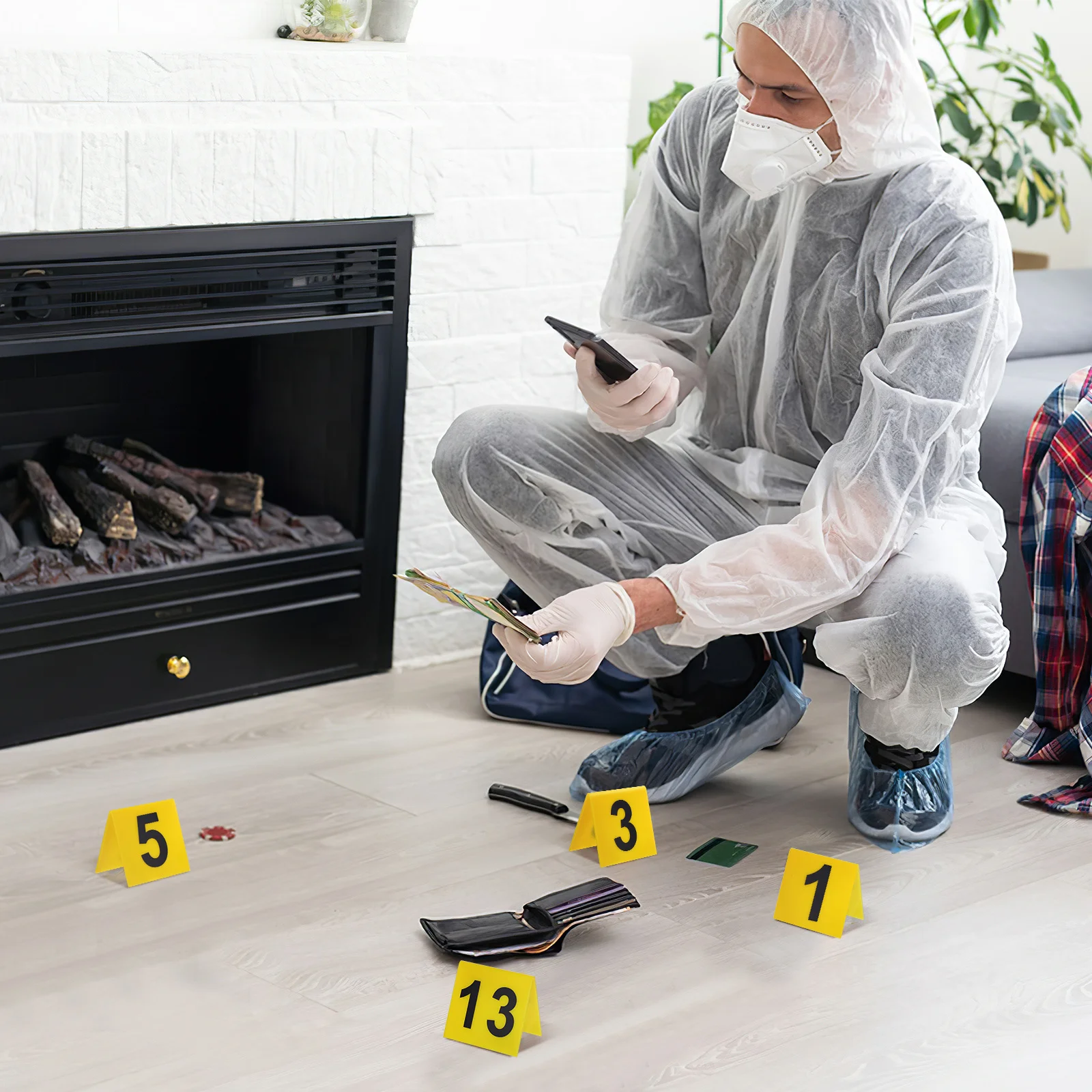 

15Pcs Evidence Markers Sturdy Plastic Material Easy to Identify Crime Scene Markers Table Numbers Sign Multi-Function