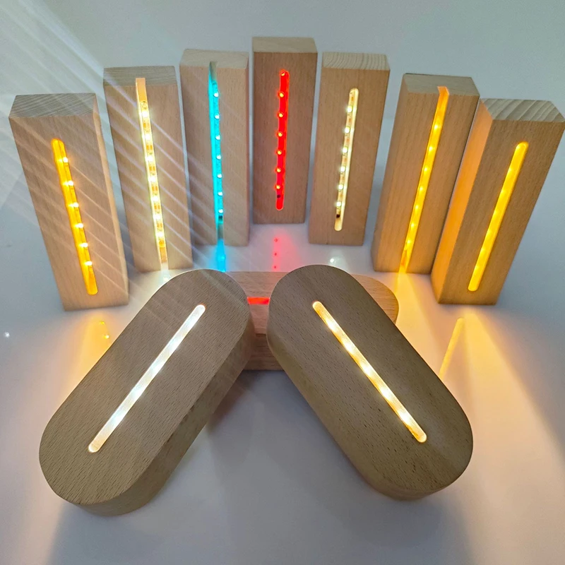 Base de lámpara inalámbrica con pilas AAA, luces Led cálidas y frías de colores para exhibición de placas de plexiglás acrílico