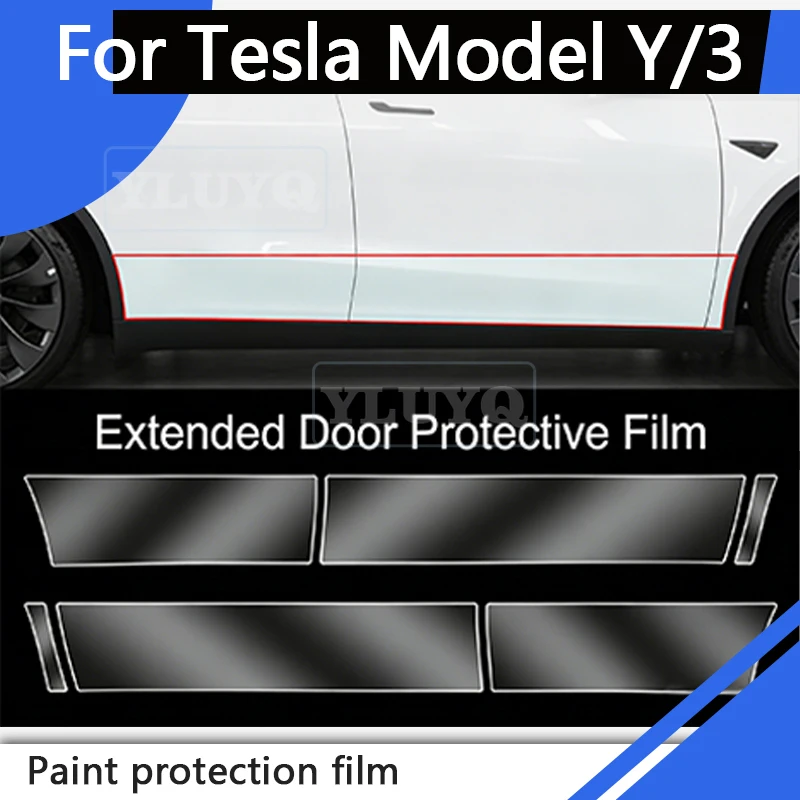 

For Tesla Model 3/Y Door Protection Film TPU Invisible Car Cover Rear Door Paint Scratch Guard Car Modification