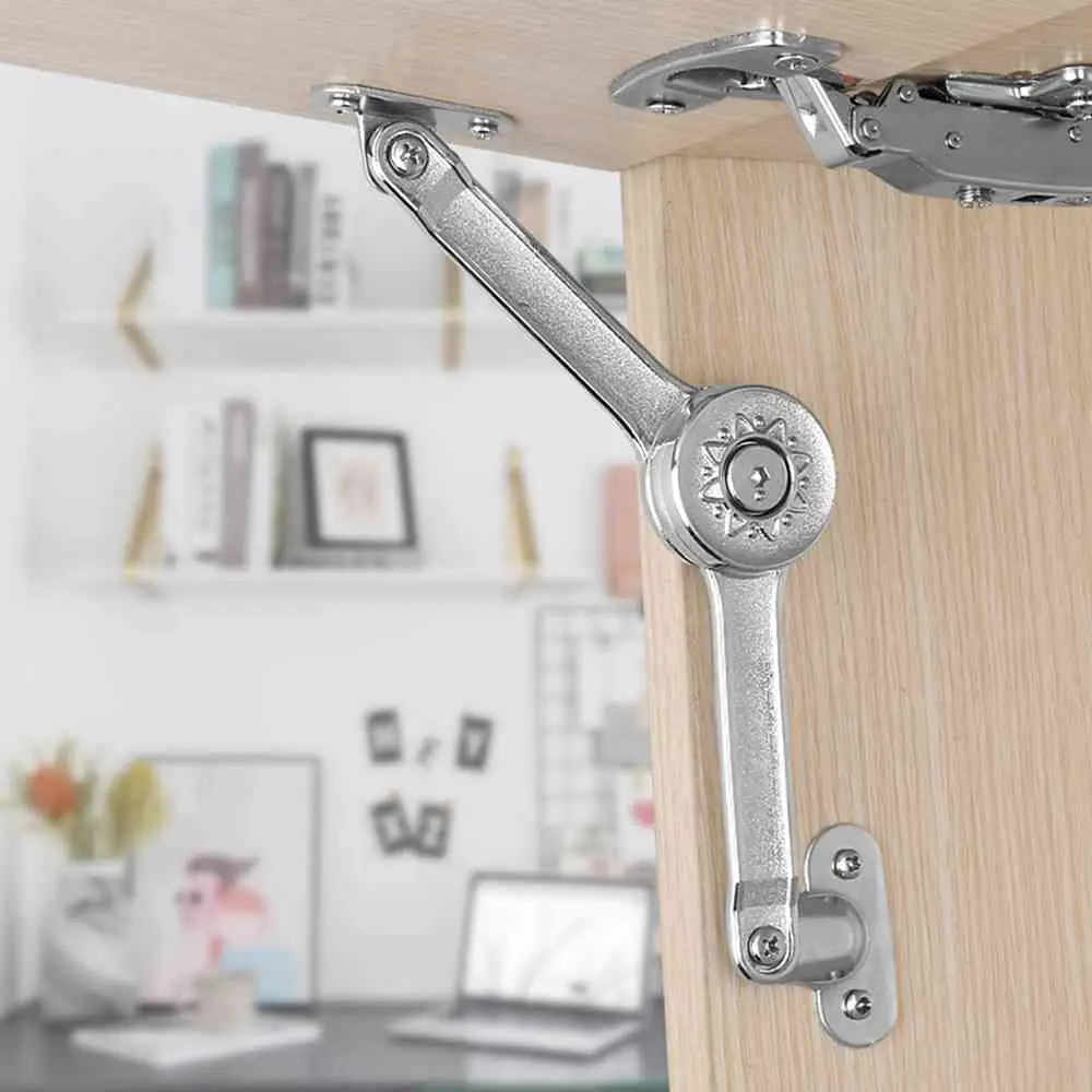 

Satin Nickel Finish Lid Support Hinge Hydraulic Damping Soft Close Mechanism Folding Lid Stay Heavy Duty Construction