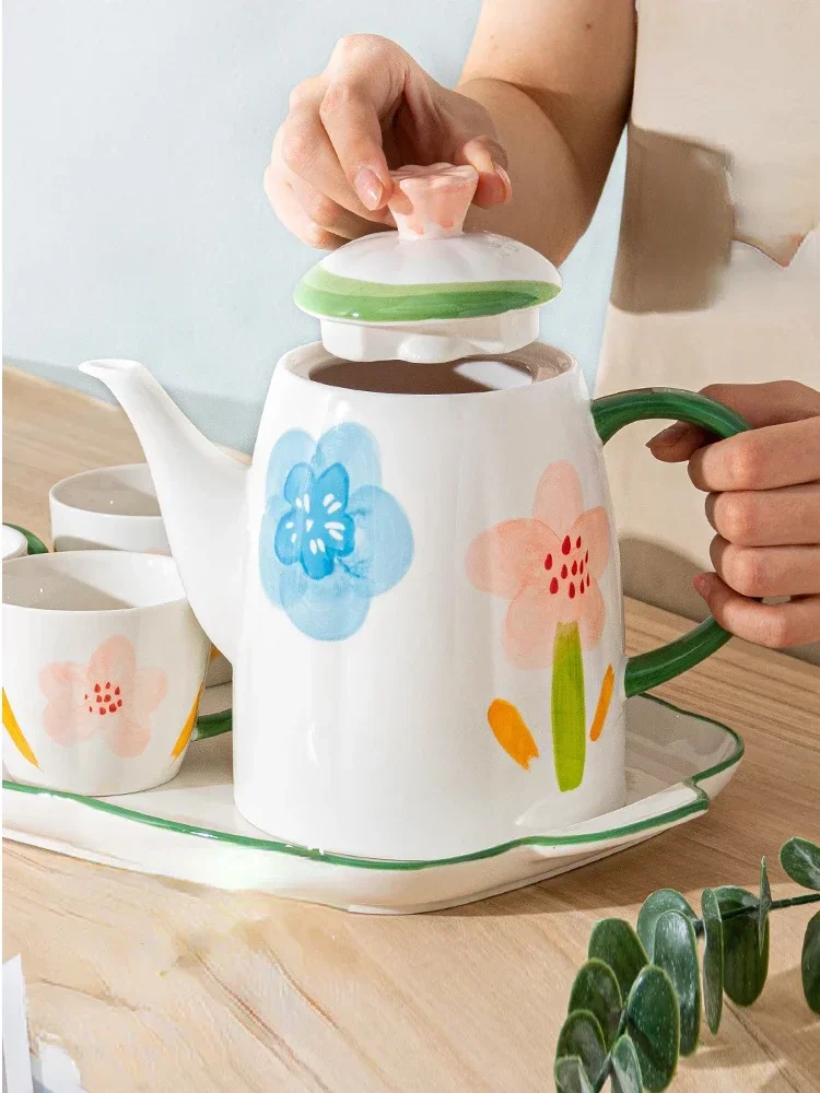 

Элегантный керамический чайный набор-включает в себя стильный чайник для воды и посуду для домашнего использования-идеально подходит для гостиной