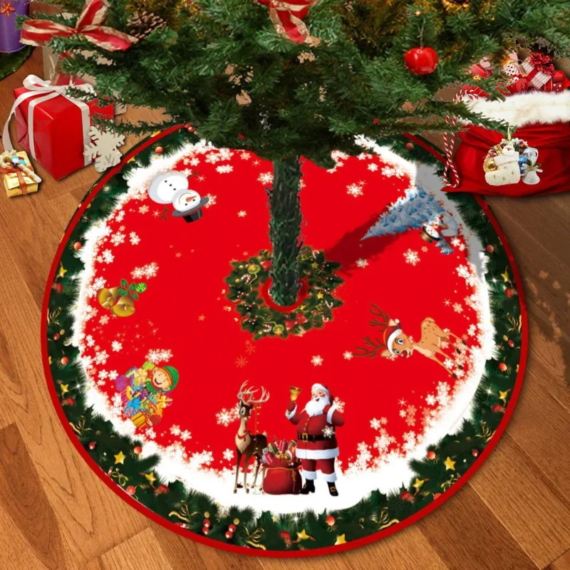 

90cm Christmas Tree Skirt Craft Christmas Tree Tower Mat Background Aprons Christmas Tree New Year Holiday Party Home Decoration