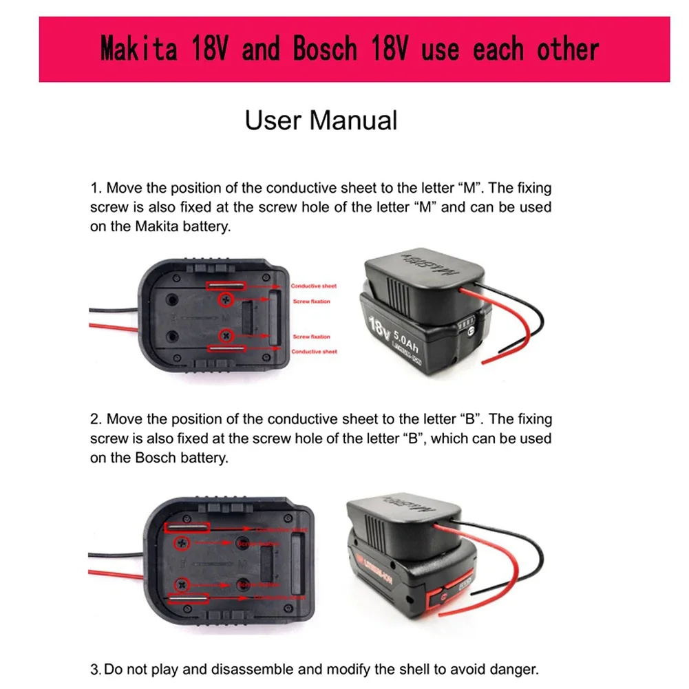 

Power Connector Battery Adapter With Fuse And Switch 1 Piece 30A Accessories BL1430B BL1815 FOR Bosch 18V Li-Ion
