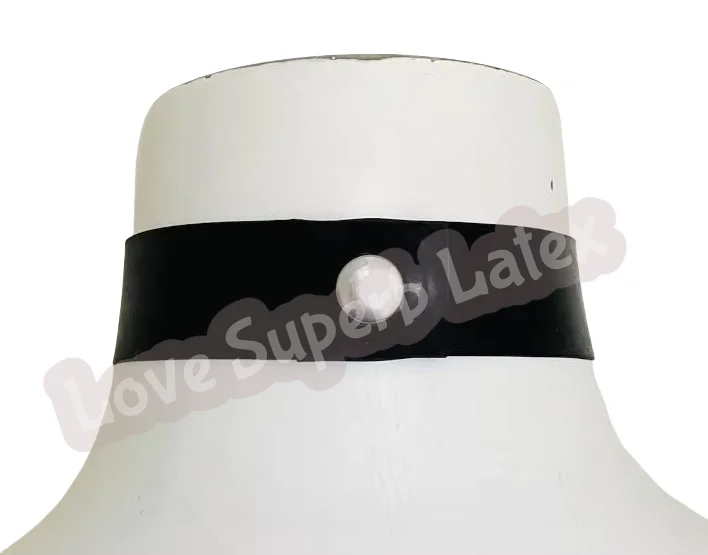 手作り 0.4mm ラテックス プレーン チョーカー 幅 7cm バックボタン