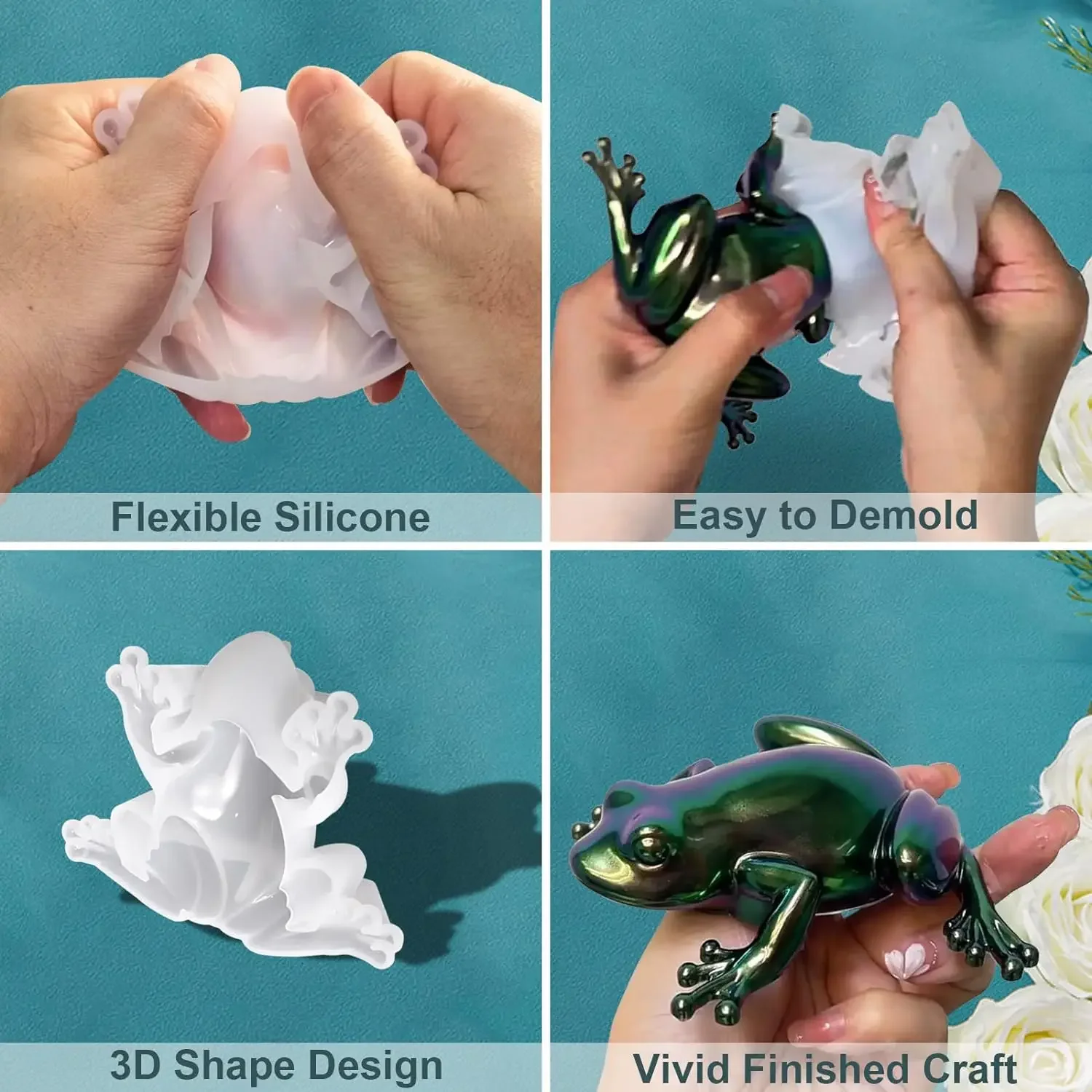 DIY Crystal Epoxy Resin Mold Easter Frog Lizard Snail Small Animal Ornament Silicone Mold