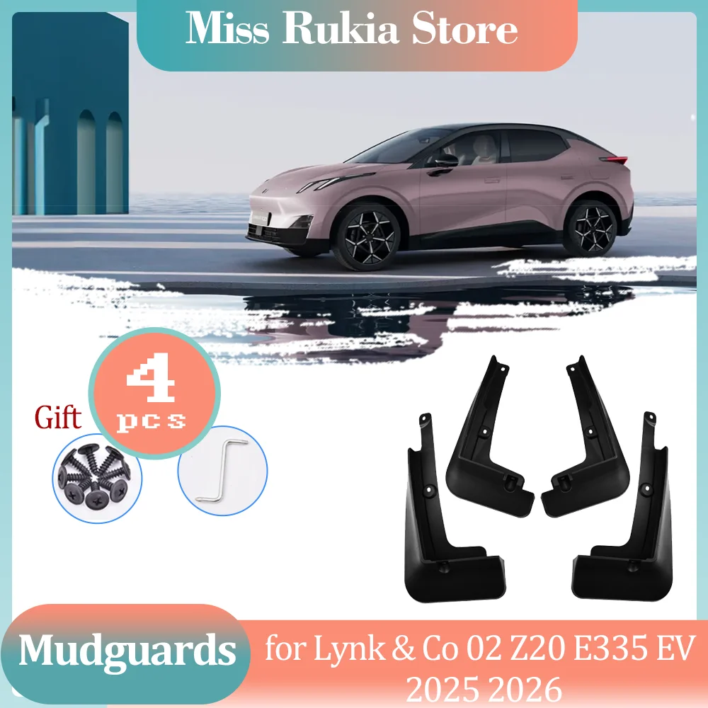 

4pcs Car Mud Flaps for Lynk & Co 02 Z20 E335 EV 2025 2026 Mudguards Splash Guard Front Rear Part Fender Flare Cover Accessories