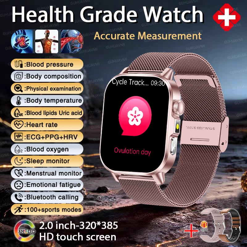 Nursing Grade ECG+PPG Smart Watch for Men, AMOLED Screen