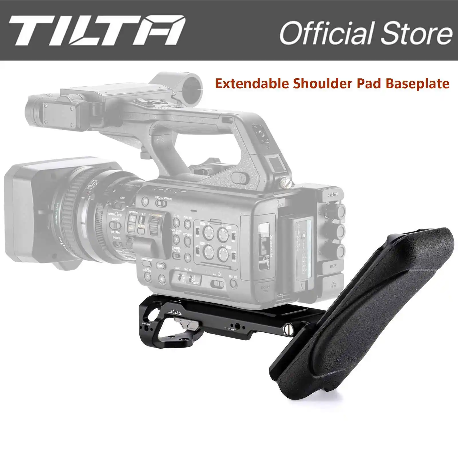 Image of TILTA Ausziehbare Schulterpolster-Grundplatte für Canon XF605/Sony PXW-Z380 Camcorder. Unterstützung mit 1/4-20 und 3/8-16 Gewinde TA-ESB-B