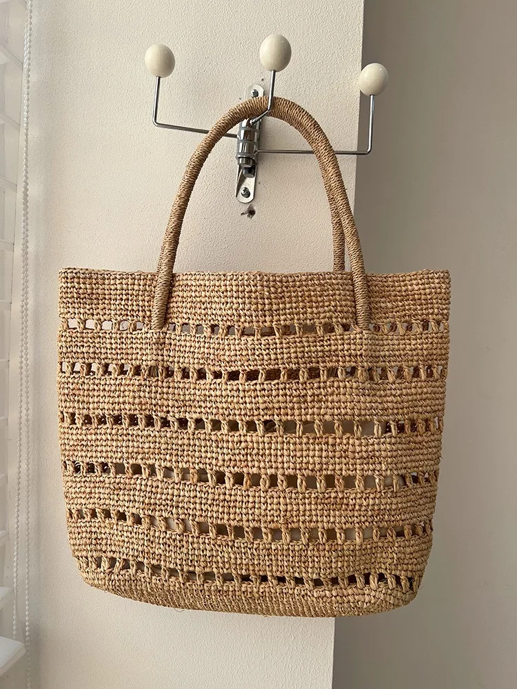 

Straw Handmade Woven Bag for Women - Handmade Raffia Woven Tote Handbag, hollow-out Beach Purse for Vacation Holiday
