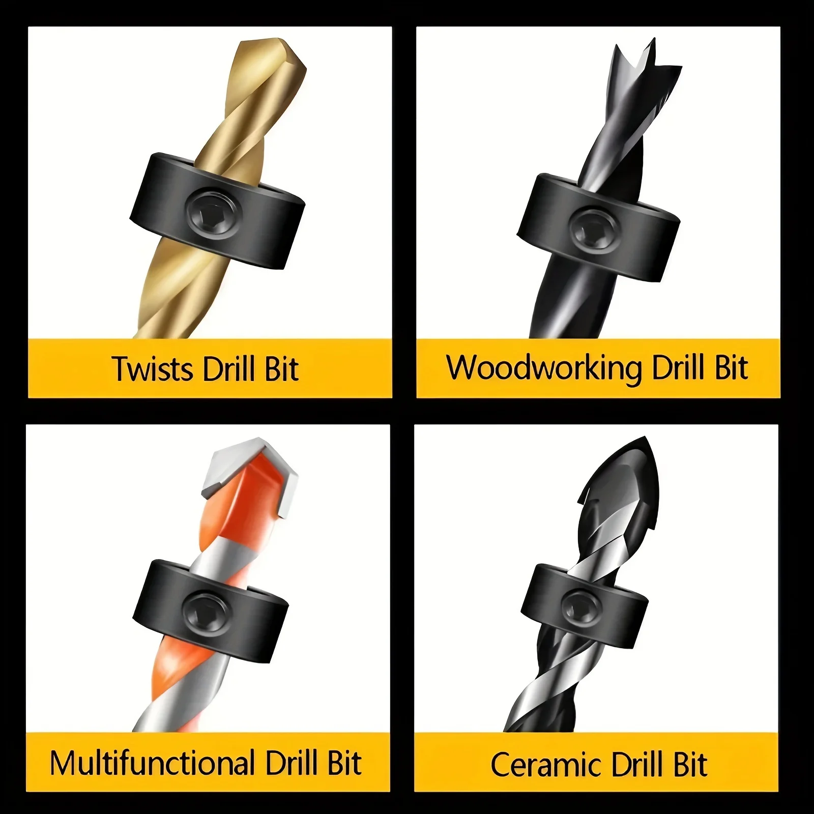 Set di punte da trapano per la lavorazione del legno da 9 pezzi con arresto di profondità regolabile, 3 mm-16 mm - include chiave esagonale per foratura di precisione in legno, met
