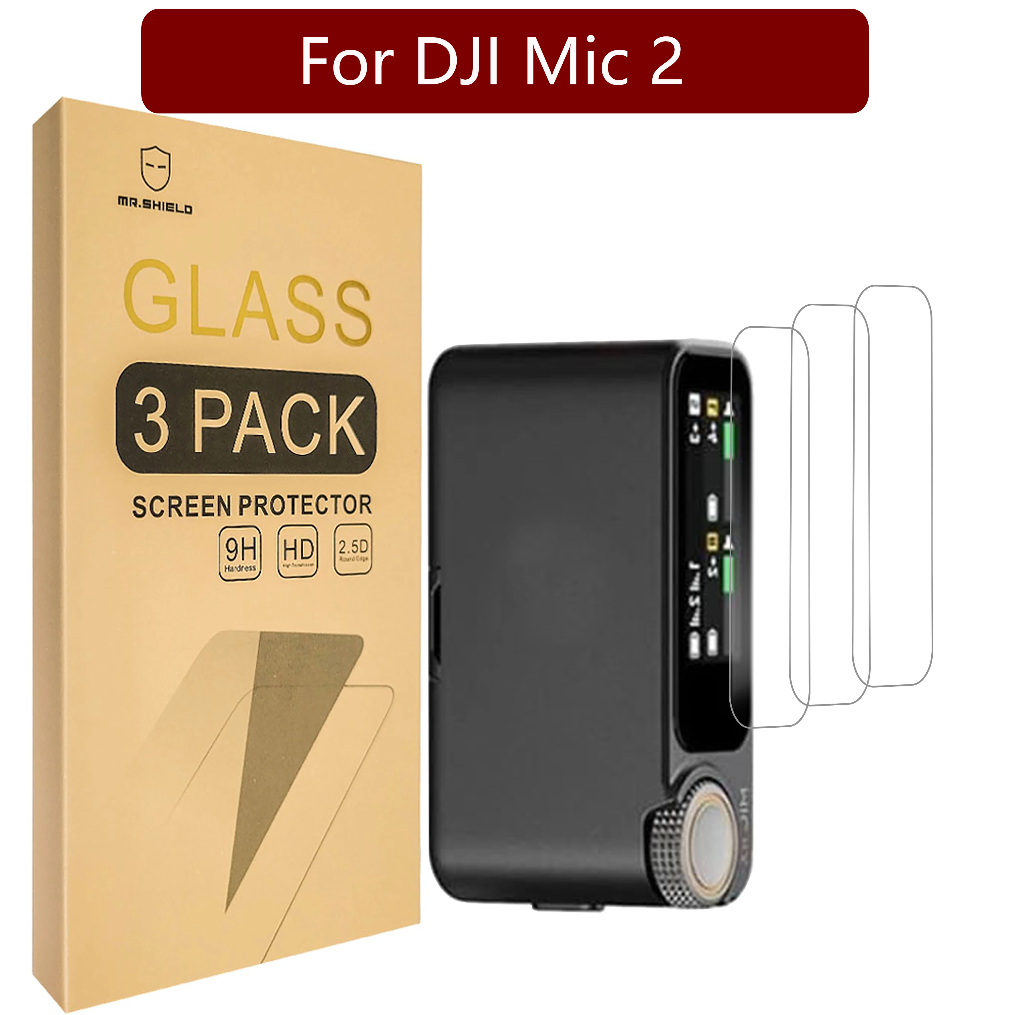 Mr.Shield Screen Protector compatible with DJI Mic 2 [Tempered Glass] [3-Pack] [Japan Glass with 9H Hardness]