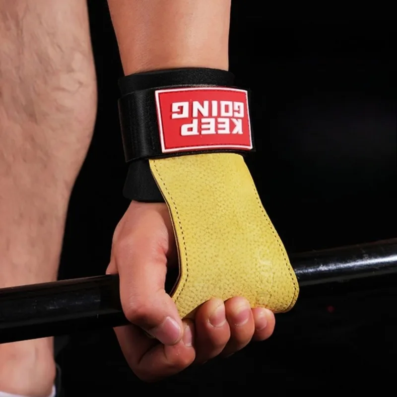 Cowhide Weight Lifting Assist Strap Fitness Gloves Pull Up Horizontal Bar Back Training Grip Palm Wrist Strap For Men Women