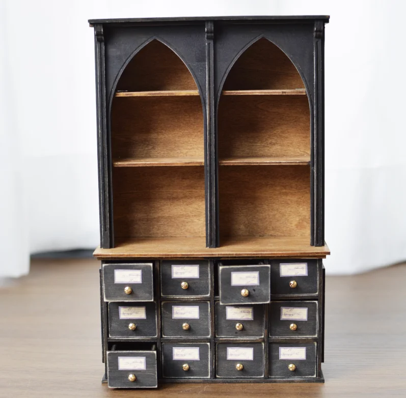 مجموعة أثاث بيت الدمى مجموعة DIY أو الانتهاء |   خزانة زاوية، رف أحذية، خزانة ساحرة وعرض حلوى الحائط ديكور غرفة مصغر