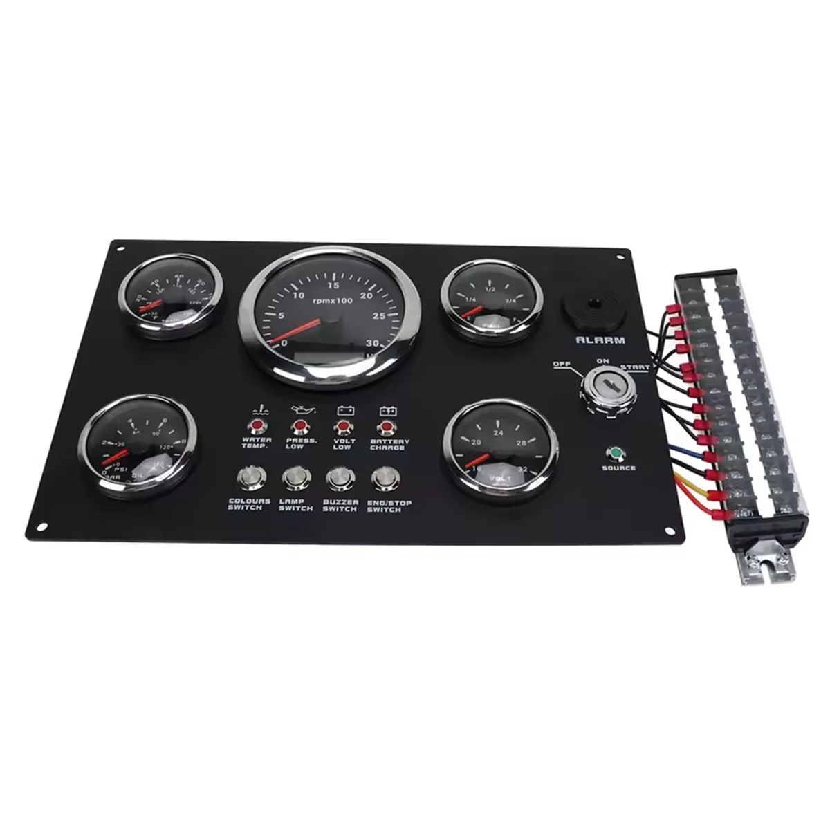 

A002 24V Digital Gauge Cluster Panel Display RPM Fuel Level Oil Pressure Water Temp Voltage 7 Color Backlight for RV Boat